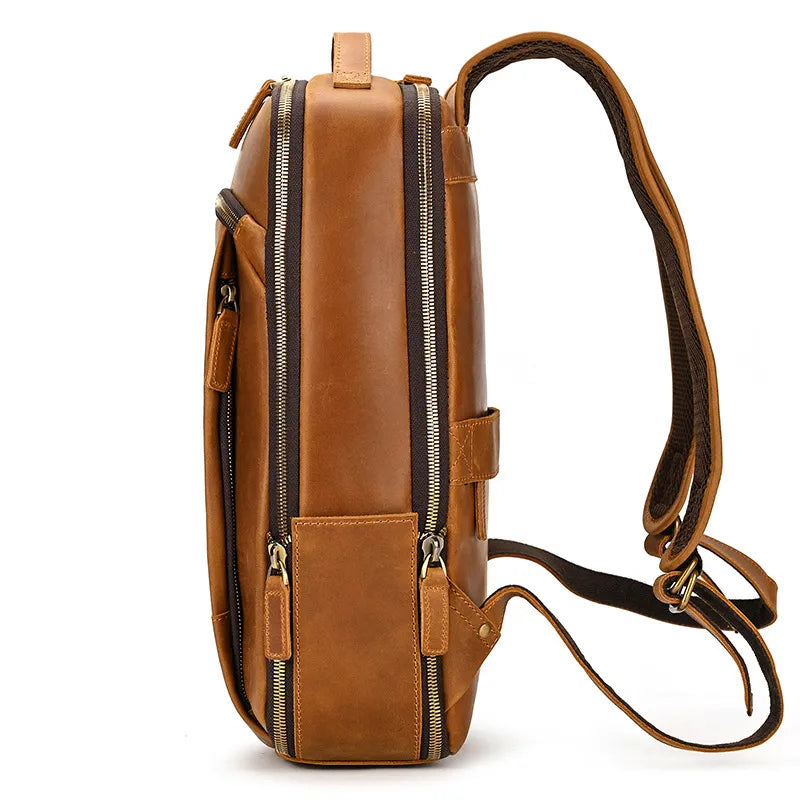 Leder Rucksack für Herren ⎜ Stylischer Outdoor-Träger mit großem Stauraum