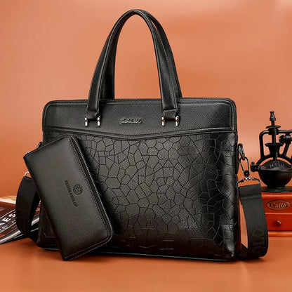 Business Aktentasche für Herren ⎜ Elegante Leder Schultertasche mit zusätzlichem Dokumenten- und Laptopfach