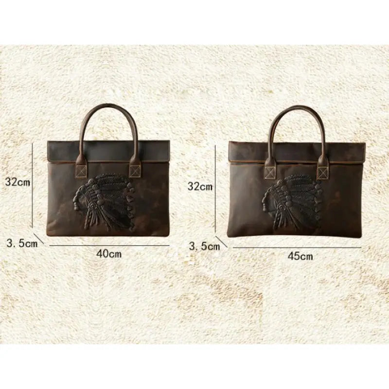 Laptoptasche aus Echtleder ⎜ Stilvolle Aktentasche mit Prägung und praktischen Tragegriffen