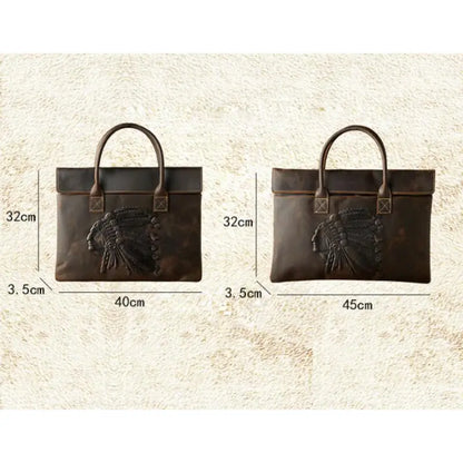 Laptoptasche aus Echtleder ⎜ Stilvolle Aktentasche mit Prägung und praktischen Tragegriffen