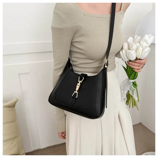 Modische Umhängetasche für Damen ⎜ Schlichte Schultertasche mit stilvollem Design und praktischer Schnalle