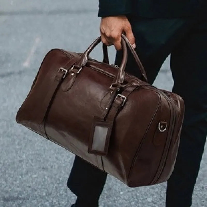 Reisetasche aus Leder ⎜ Große Kapazität mit praktischem Schultergurt und Retro-Design