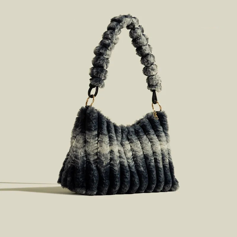 Plüsch Umhängetasche für Damen ⎜ Große Tasche mit weichem Material und stilvollem Design
