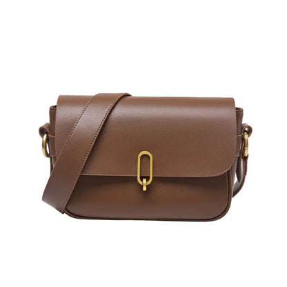Ledertasche für Damen ⎜ Stilvolle Umhängetasche mit goldener Schnalle und verstellbarem Träger