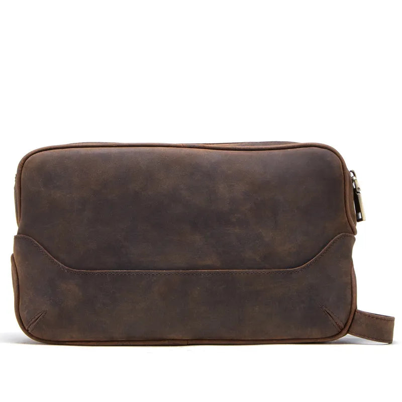Leder Clutch für Herren ⎜ Vintage Tasche aus echtem Leder mit praktischen Fächern und Reißverschluss