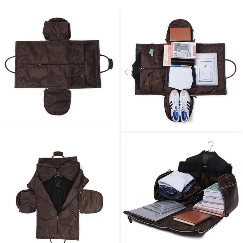 Reisetasche aus Leder ⎜ Große Kapazität mit praktischem Schultergurt und Retro-Design