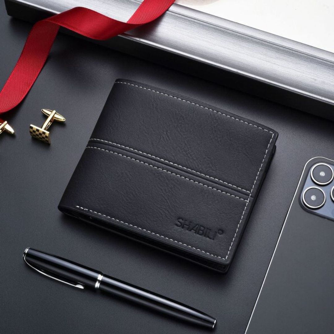 Herren Geldbörse aus Kunstleder ⎜ Kompakte Brieftasche mit Karten- und Scheinfach