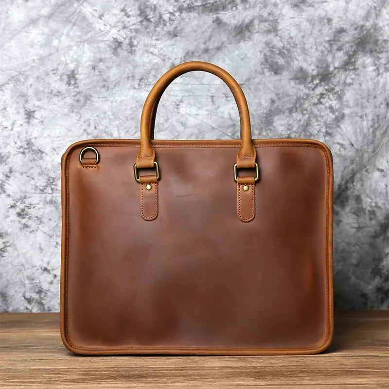 Laptoptasche aus Echtleder für Herren ⎜ Elegante Aktentasche mit robustem Design und praktischen Tragegriffen