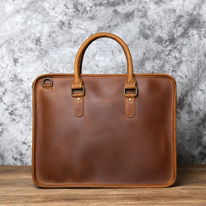 Laptoptasche aus Echtleder für Herren ⎜ Elegante Aktentasche mit robustem Design und praktischen Tragegriffen
