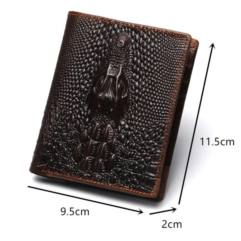 Herren Geldbörse im Krokodildesign ⎜ Robuste Retro-Brieftasche aus geprägtem Leder