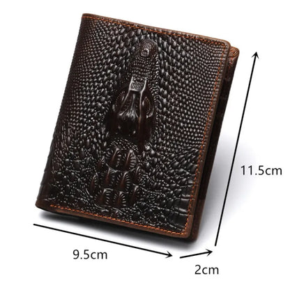 Herren Geldbörse im Krokodildesign ⎜ Robuste Retro-Brieftasche aus geprägtem Leder