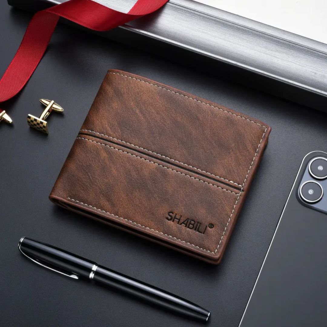 Herren Geldbörse aus Kunstleder ⎜ Kompakte Brieftasche mit Karten- und Scheinfach