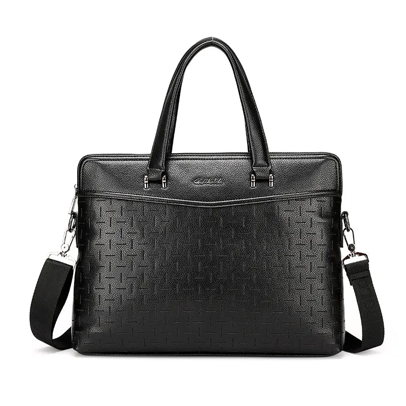 Business Aktentasche für Herren ⎜ Elegante Leder Schultertasche mit zusätzlichem Dokumenten- und Laptopfach