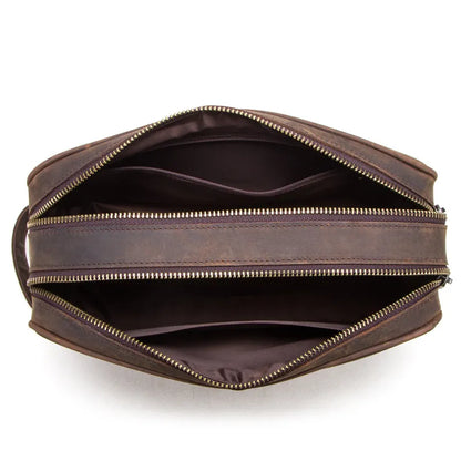 Leder Clutch für Herren ⎜ Vintage Tasche aus echtem Leder mit praktischen Fächern und Reißverschluss