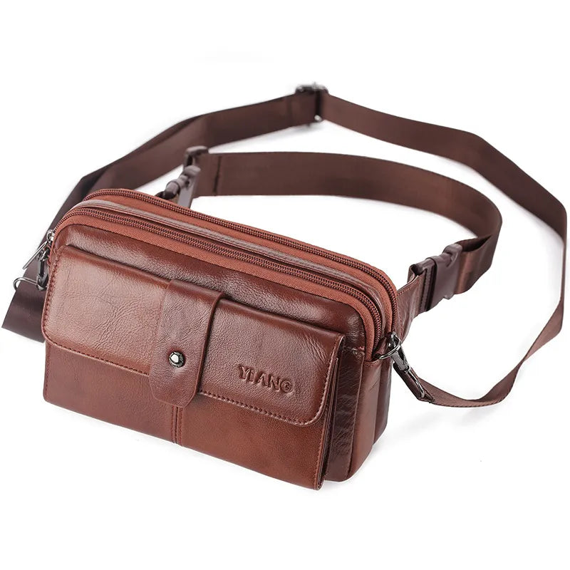 Umhängetasche für Herren ⎜ Elegante Ledertasche mit mehreren Fächern und verstellbarem Schultergurt
