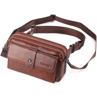 Umhängetasche für Herren ⎜ Elegante Ledertasche mit mehreren Fächern und verstellbarem Schultergurt