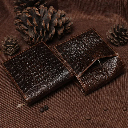 Herren Geldbörse im Krokodildesign ⎜ Robuste Retro-Brieftasche aus geprägtem Leder