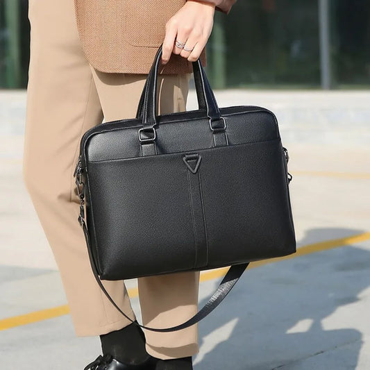 Laptoptasche für Herren ⎜ Strapazierfähige Aktentasche aus PU mit viel Stauraum und Umhängegurt
