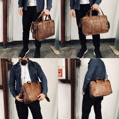 Laptoptasche aus Echtleder ⎜ Vintage Aktentasche mit viel Stauraum und robustem Design