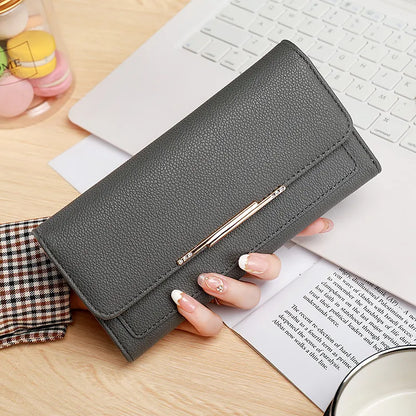 Damen Geldbörse im Tri-Fold Design ⎜ Kompakte Brieftasche mit Litchi-Muster und praktischem Innenfach-System