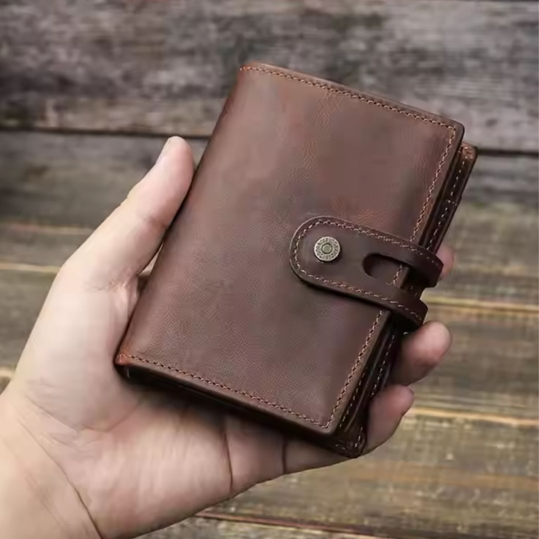 Herren Geldbörse mit Druckknopf ⎜ Kompakte RFID-Brieftasche mit Kartenfächern und Diebstahlschutz