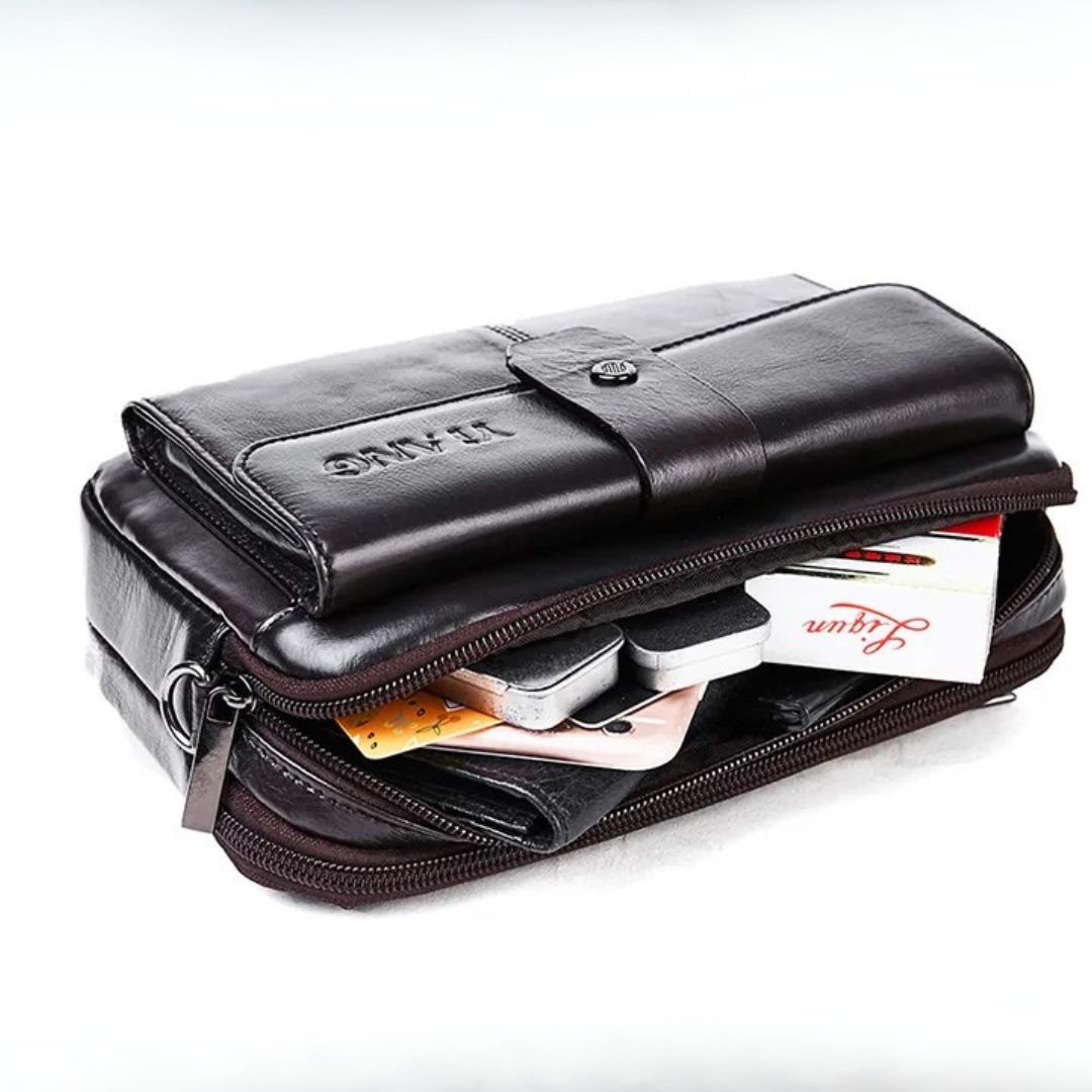 Umhängetasche für Herren ⎜ Elegante Ledertasche mit mehreren Fächern und verstellbarem Schultergurt