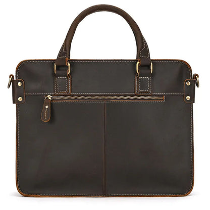 Laptoptasche aus Echtleder ⎜ Retro Aktentasche mit Schultergurt und Platz für 14-Zoll-Laptop