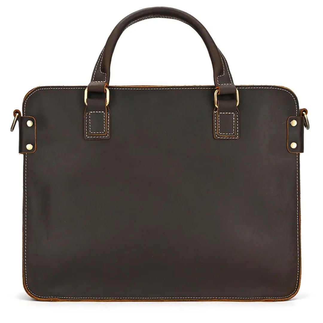 Laptoptasche aus Echtleder ⎜ Retro Aktentasche mit Schultergurt und Platz für 14-Zoll-Laptop