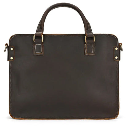 Laptoptasche aus Echtleder ⎜ Retro Aktentasche mit Schultergurt und Platz für 14-Zoll-Laptop