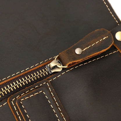 Laptoptasche aus Echtleder ⎜ Retro Aktentasche mit Schultergurt und Platz für 14-Zoll-Laptop