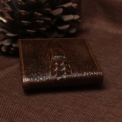 Herren Geldbörse im Krokodildesign ⎜ Robuste Retro-Brieftasche aus geprägtem Leder