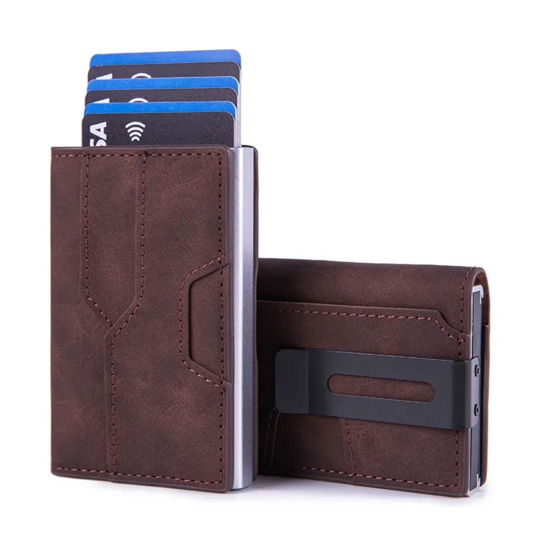 RFID Kreditkartenetui für Männer ⎜ Kompaktes Wallet aus Aluminium mit NFC-Schutz und Platz für 6 Karten