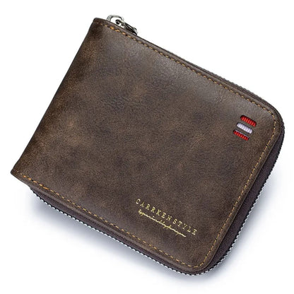 Herren Geldbörse mit Reißverschluss ⎜ Kompakte Tri-Fold Brieftasche mit Kartenfächern und Scheinfach