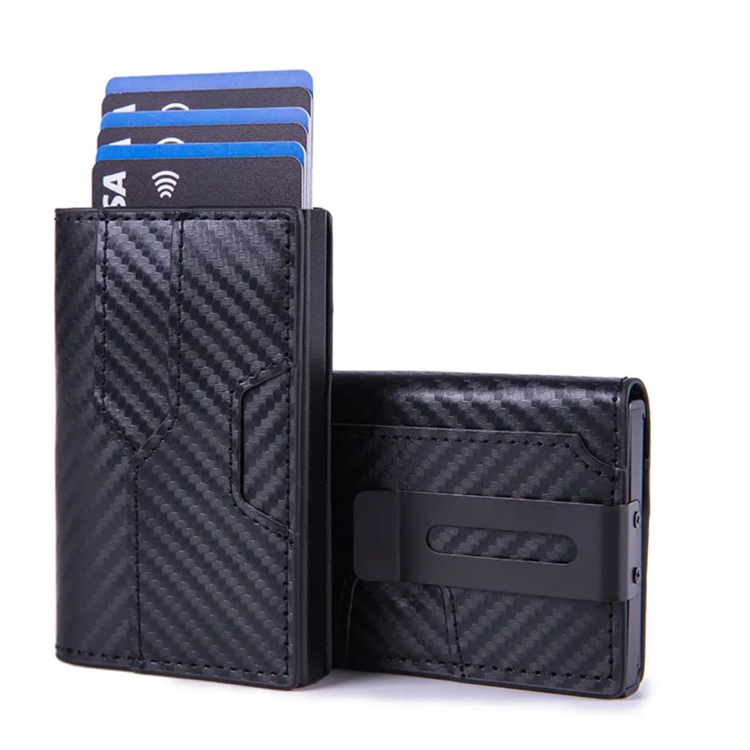 RFID Kreditkartenetui für Männer ⎜ Kompaktes Wallet aus Aluminium mit NFC-Schutz und Platz für 6 Karten