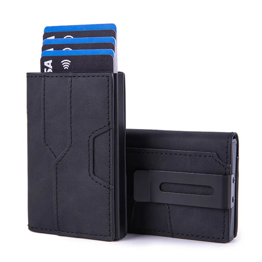 RFID Kreditkartenetui für Männer ⎜ Kompaktes Wallet aus Aluminium mit NFC-Schutz und Platz für 6 Karten
