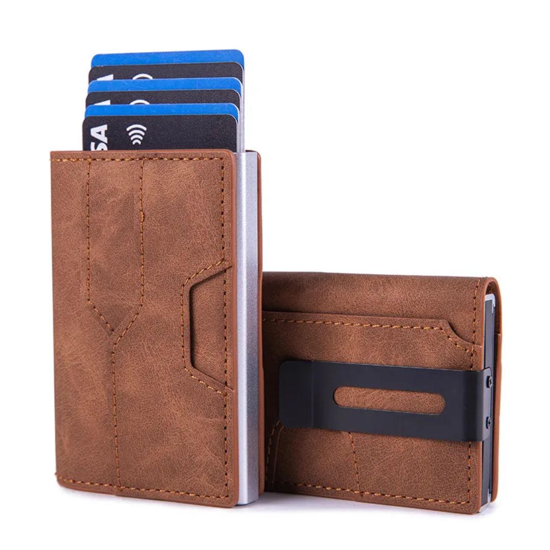 RFID Kreditkartenetui für Männer ⎜ Kompaktes Wallet aus Aluminium mit NFC-Schutz und Platz für 6 Karten