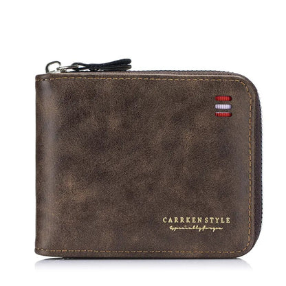 Herren Geldbörse mit Reißverschluss ⎜ Kompakte Tri-Fold Brieftasche mit Kartenfächern und Scheinfach