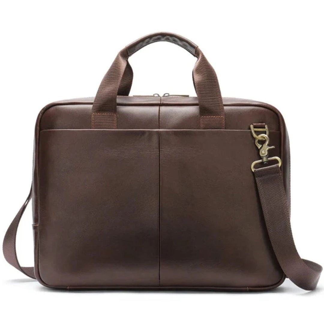 Laptoptasche für Herren ⎜ Elegante Aktentasche aus Echtleder mit Schultergurt und viel Stauraum