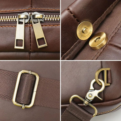 Laptoptasche für Herren ⎜ Elegante Aktentasche aus Echtleder mit Schultergurt und viel Stauraum