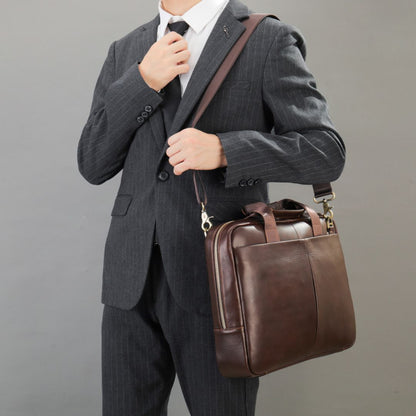 Laptoptasche für Herren ⎜ Elegante Aktentasche aus Echtleder mit Schultergurt und viel Stauraum