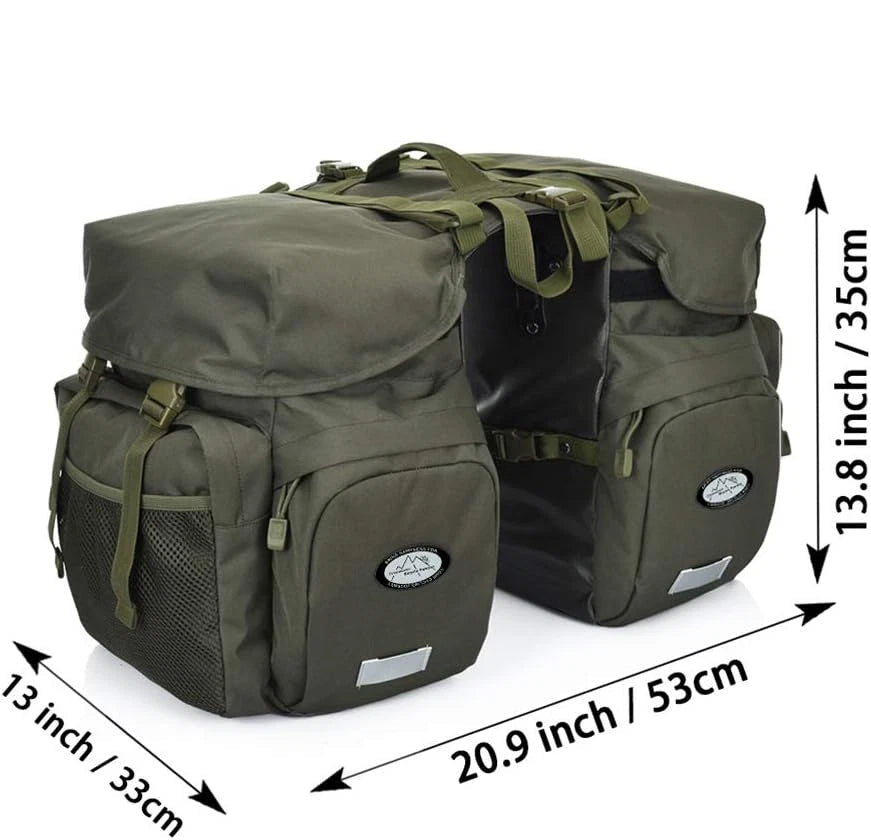 Fahrradtasche für Gepäckträger ⎜ Große Doppeltasche mit Seitentaschen und wasserabweisendem Innenfach