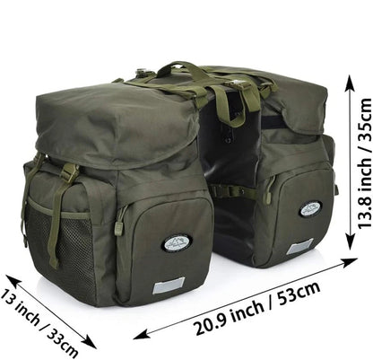 Fahrradtasche für Gepäckträger ⎜ Große Doppeltasche mit Seitentaschen und wasserabweisendem Innenfach