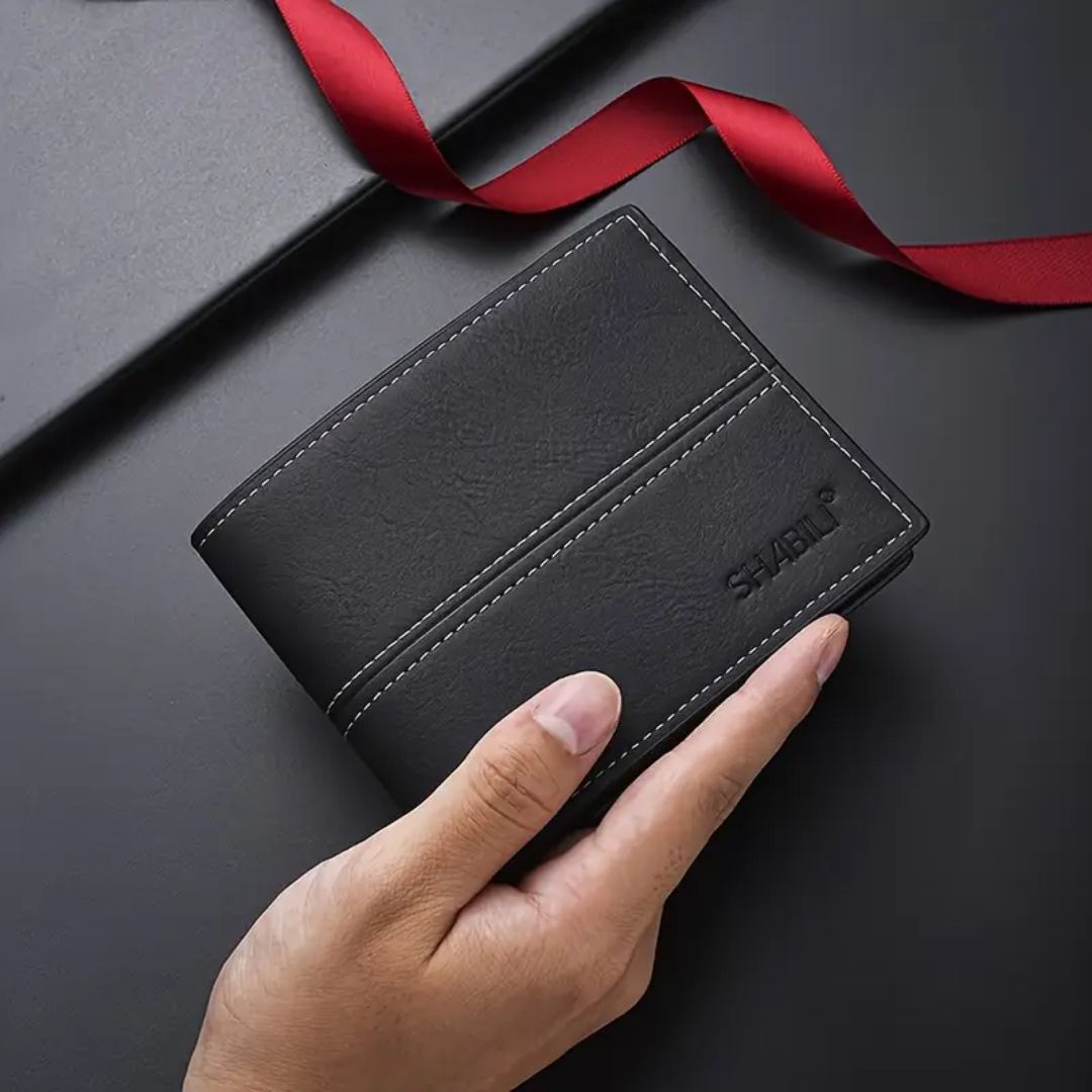 Herren Geldbörse aus Kunstleder ⎜ Kompakte Brieftasche mit Karten- und Scheinfach